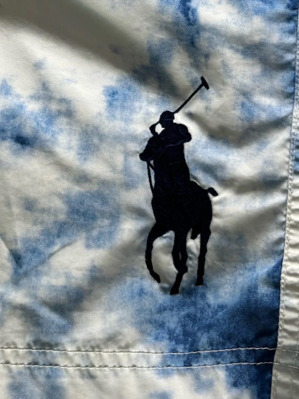 POLO Ralph Lauren Swim Trunks Tie-Dye Youth 18-20 Blue Large Logo Snap Waist